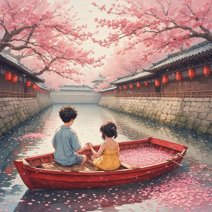 Sakura Petals on the Moat